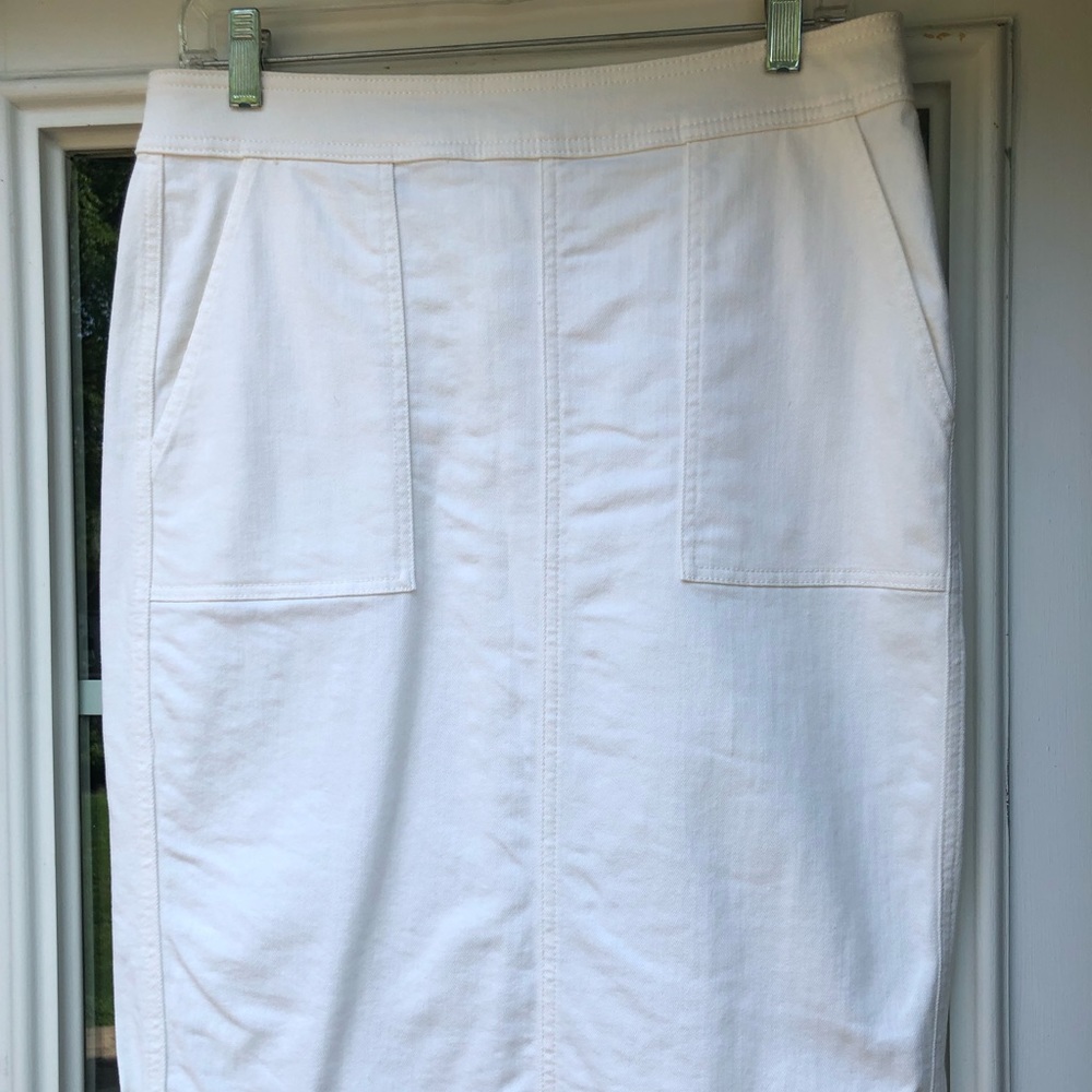Lands’ End Cream Color Denim Skirt